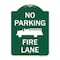 Signmission No Parking Fire Lane W/ Graphic, Green & White Aluminum Architectural Sign, 18" x 24", GW-1824-23624 A-DES-GW-1824-23624 - alternate 1